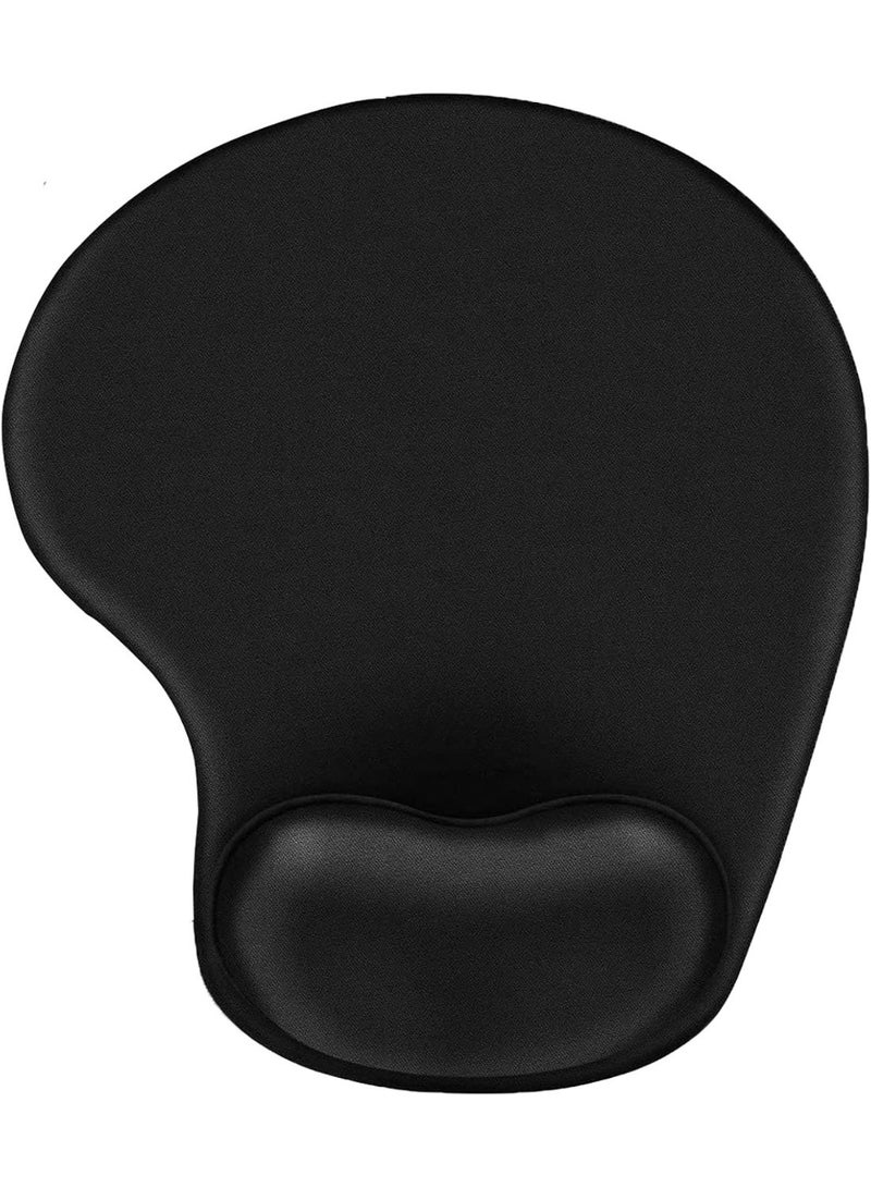 Ergonomic Memory Foam Wrist Support Mouse Pad, Smooth Lycra Fabric Non Slip Rubber Base Comfort Curved Mouse Mat for Office Laptop PC Daily Gaming Work - Image 1