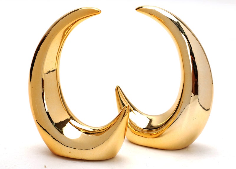 Dawbun 2 Pieces Gold Small Animal Statue Moon Statue Decor Modern Style Ceramic Moon Figurines Statues for Home Decor Accents Living Room Office Table Bookshelf Desk Bedroom Decorative Objects