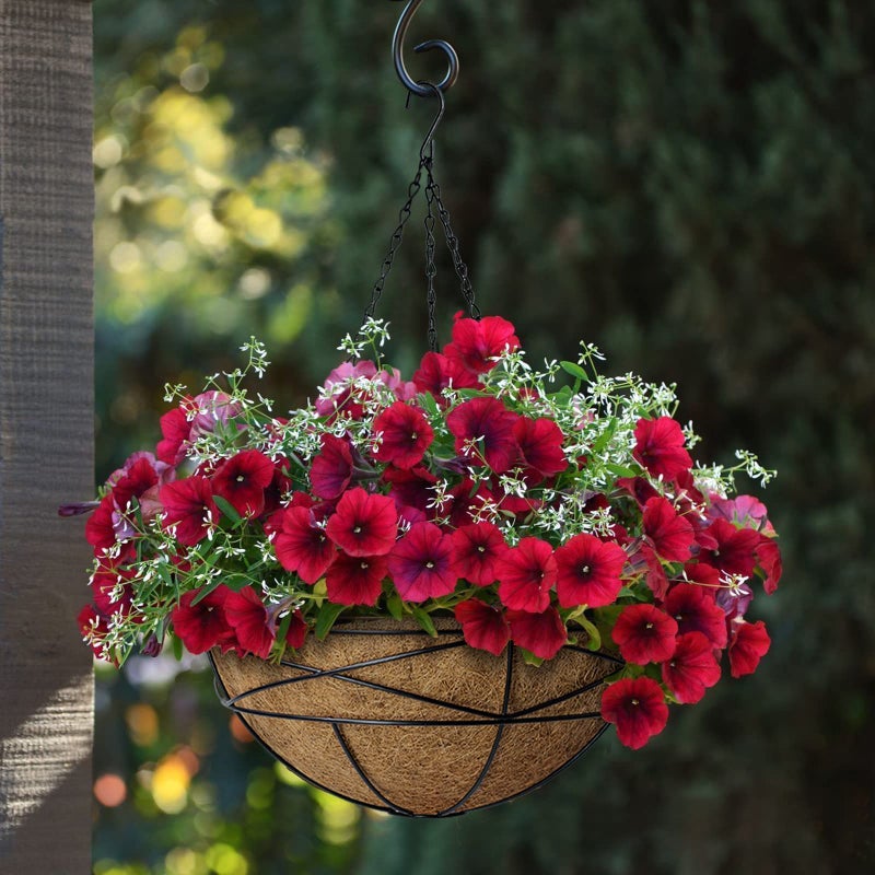 Karlliu 4 Pack 12 Inch Hanging Planters for Outdoor Plants Metal Watering Flower Baskets with Coco Liner for Hanging Pot Round Plant Holders Planter for Outside Garden Decoration - Image 4