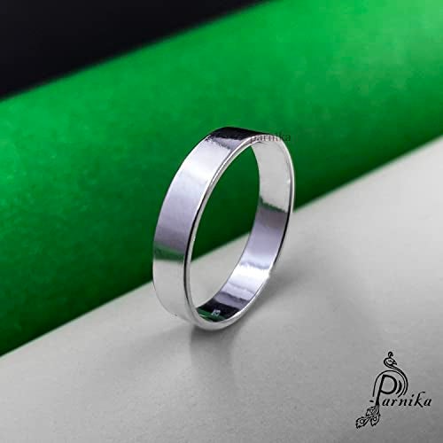 Parnika Wedding Band Regular Casual Wear Unisex Band Silver Finger Ring in Pure 92.5 Sterling Silver | With Certificate of Authenticity | Gift for him her | Chandi Ring | Thumb Ring | (16) - Image 3