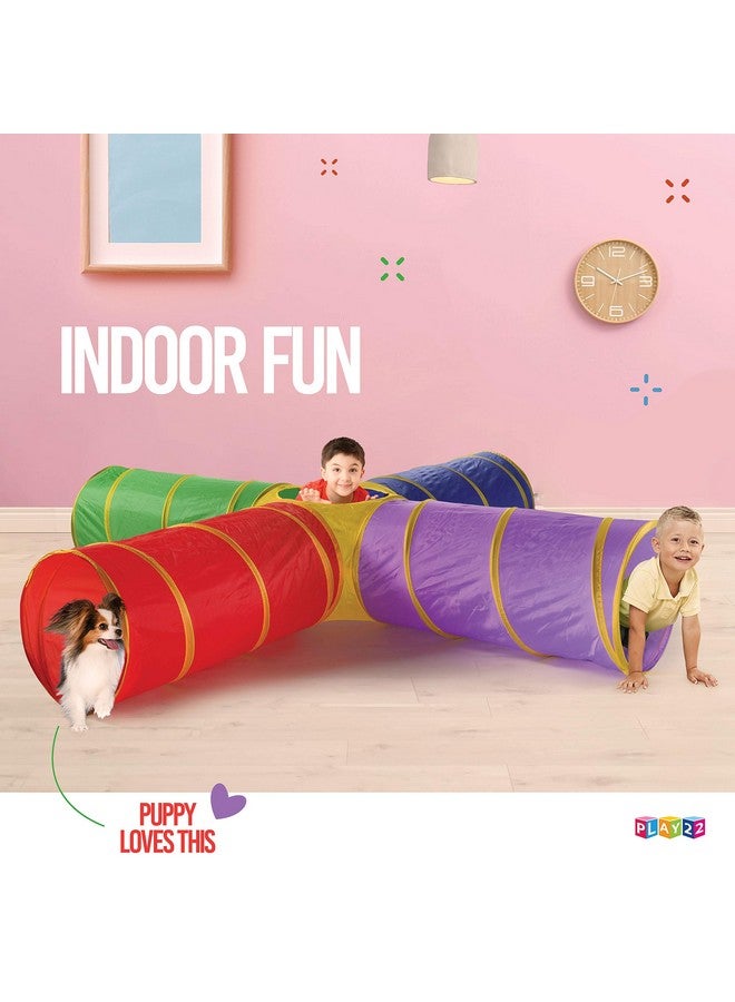 Play22 4Way Play Tunnel For Kids To Crawl Through 8 Feet Kids Play Tunnels For Toddlers Indoor/Outdoor Fun For Kids Dogs Tunnel Ball Pit Kids Pop Up Play Tent Tunnel Foldable Into A Carrying Bag - Image 3