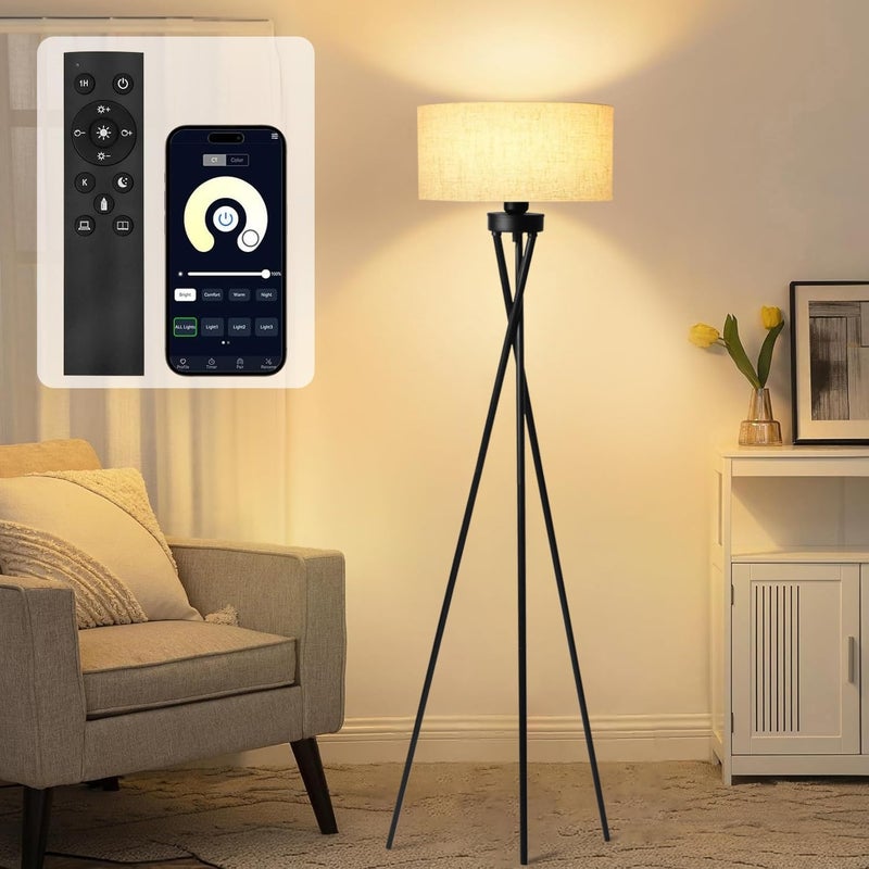 Perfin Triangle Floor Lamp App& Remote Control Dimmable Standing Lamp 12W Corner Floor Lamp, Suitable for Study, Bedroom, Living Room - Image 1