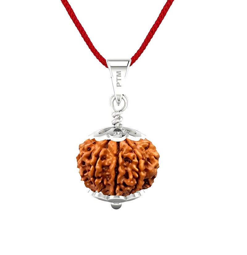 PTM Natural Certified 1/2/3/4/5/6/7/8/9/10/11/Ganesh/Gaurishankar mukhi Astrological Original Nepali Rudraksha 925 BIS Hallmark Sterling Silver Pendant for Men & Women - Image 1