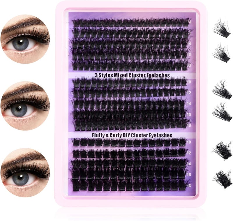 Lancry Russian Cluster Lashes 80D100D180D Individual Eyelashes Fluffy 1018mm Lash Clusters False Eyelash Clusters Black Synthetic Fiber Lightweight and Soft