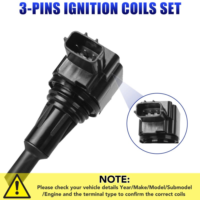 LCWRGS Ignition Coil Packs Fits for Nissan Altima Sentra Rogue Versa Infiniti FX50 QX60 2007 2008 2009 2010 2011 2012 Coils 2.5 2.0 1.8 L4 Replaces# UF549, Set of 6 - Image 4