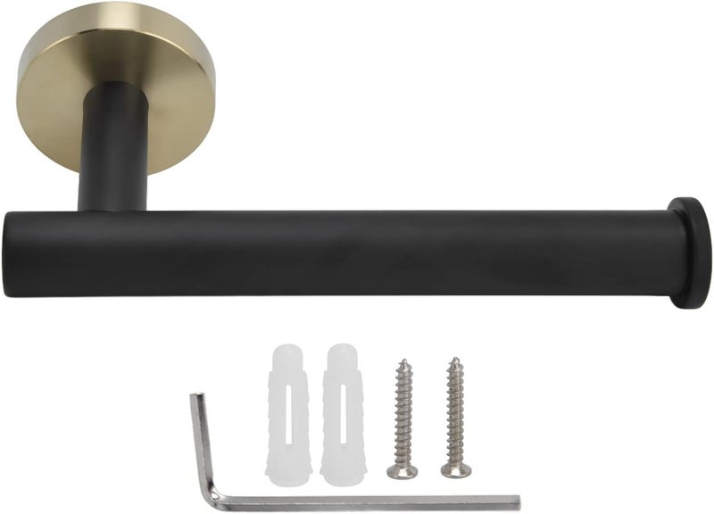 Wall Mounted Toilet Paper Holder, 304 Stainless Steel Tissue Roll Holder with Black and Gold Finish, Rust Bathroom Toilet Paper Bracket for - Image 1