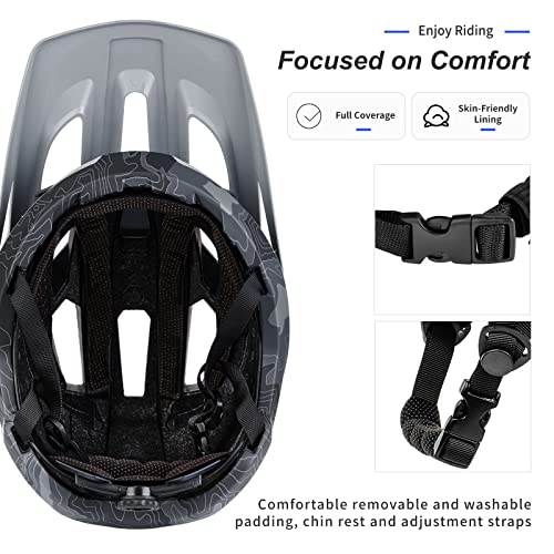 BATFOX Bike Helmet Mountain Bike Helmets for Men Women Adults MTB Bicycle Cycling BMX Bike Helmet(Gray,L(55-59CM)) - Image 4
