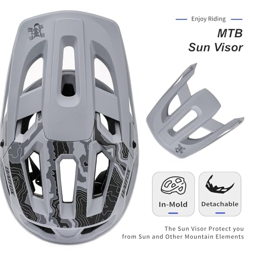 BATFOX Bike Helmet Mountain Bike Helmets for Men Women Adults MTB Bicycle Cycling BMX Bike Helmet(Gray,L(55-59CM)) - Image 5