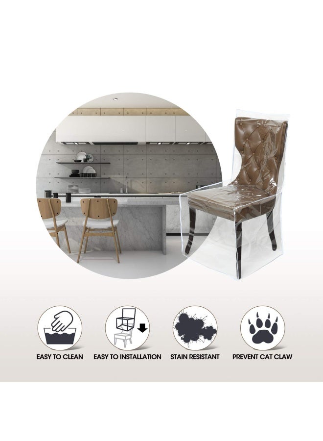 Zipcase 2 Packs Clear All Cover in Plastic Dinning Chair Covers - Heavy-Duty PVC Chair Protectors, 22" D x 19" W x 19.5" H x 40" H, Keep Your Dinning Chair Away from Water Dust Paws and Claws - Image 2