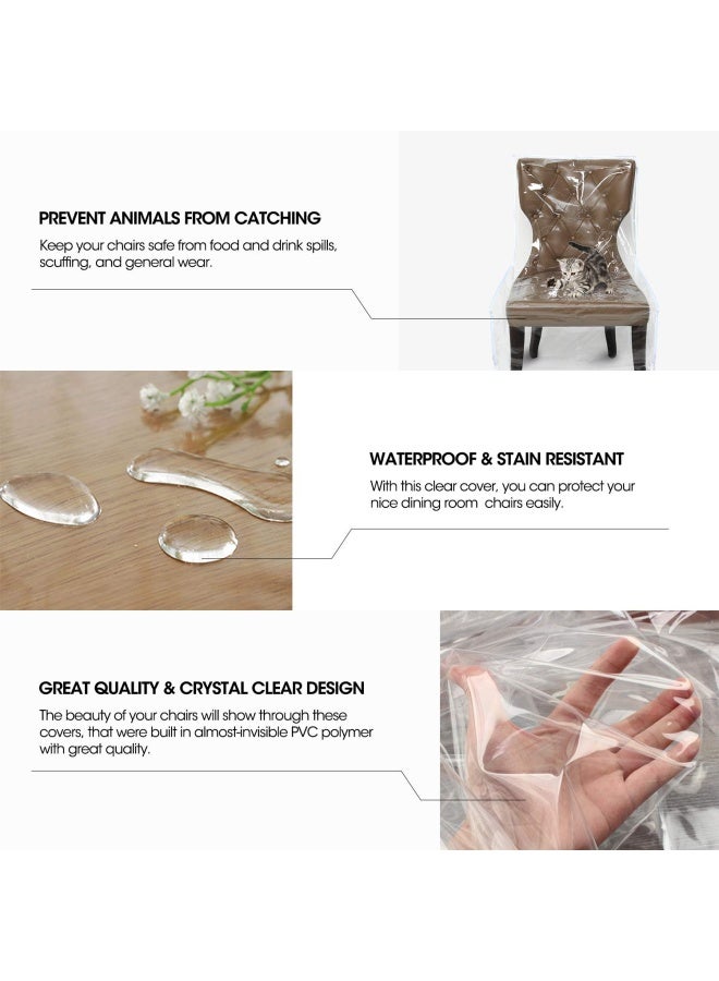 Zipcase 2 Packs Clear All Cover in Plastic Dinning Chair Covers - Heavy-Duty PVC Chair Protectors, 22" D x 19" W x 19.5" H x 40" H, Keep Your Dinning Chair Away from Water Dust Paws and Claws - Image 3