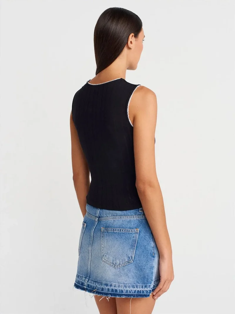 Dilvin DILVIN Women's Sleeveless Ribbed Cotton Vest