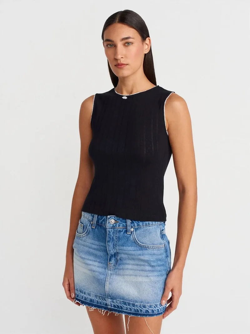Dilvin DILVIN Women's Sleeveless Ribbed Cotton Vest