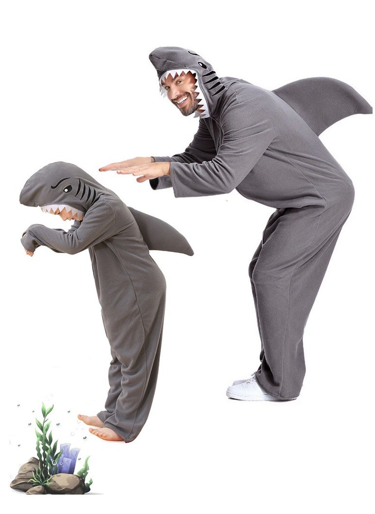 xppier - Shark Costume for Kids and Toddlers, Halloween Costume for Kids, Animal Costumes for Kids, Hooded Jumpsuit Animal Outfit for Cosplay Costume Party, Birthday, Photo Shoot, 8-10 Years - Image 1