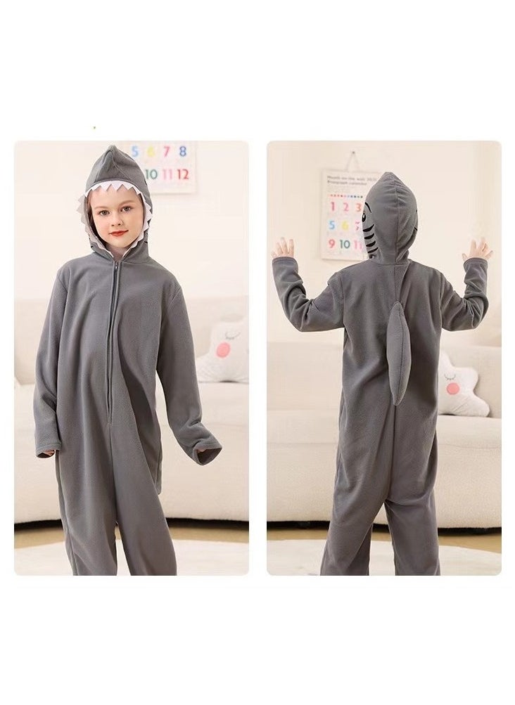 xppier - Shark Costume for Kids and Toddlers, Halloween Costume for Kids, Animal Costumes for Kids, Hooded Jumpsuit Animal Outfit for Cosplay Costume Party, Birthday, Photo Shoot, 8-10 Years - Image 1