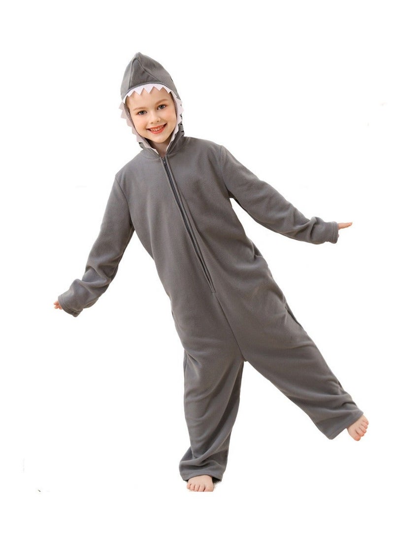 xppier Shark Costume for Kids and Toddlers, Halloween Costume for Kids, Animal Costumes for Kids, Hooded Jumpsuit Animal Outfit for Cosplay Costume Party, Birthday, Photo Shoot, 8-10 Years - Image 3