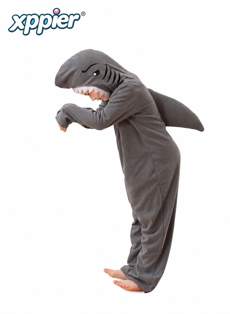 xppier Shark Costume for Kids and Toddlers, Halloween Costume for Kids, Animal Costumes for Kids, Hooded Jumpsuit Animal Outfit for Cosplay Costume Party, Birthday, Photo Shoot, 8-10 Years - Image 1