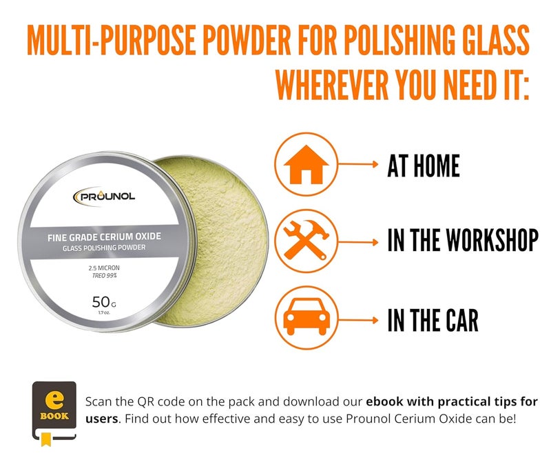 Prounol Cerium Oxide 50g Fine Grade Glass Polishing Solution Powder TREO 99% 2.5 microns - Image 2