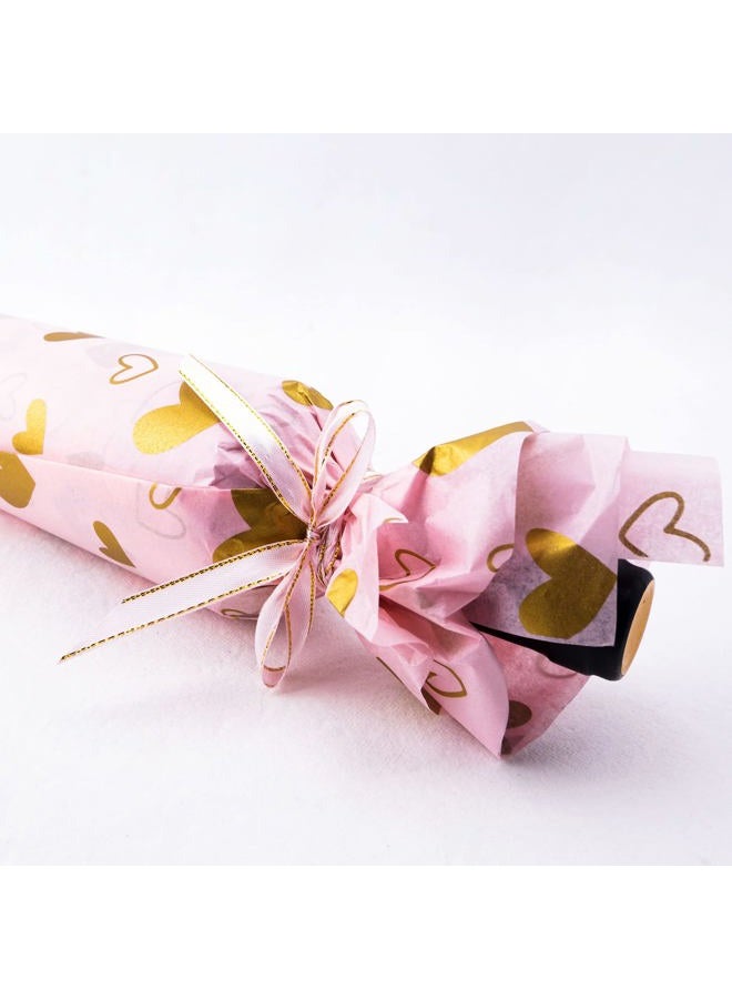 MR FIVE Pink with Gold Heart Tissue Paper Bulk,20" x 28",Gold Heart Design Tissue Paper for Gift Bags,Pink Heart Tissue Paper for Birthday,Valentine's Day,Mother's Day,Weddings,30 Sheets - Image 5