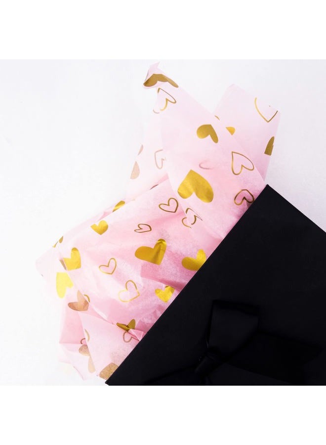 MR FIVE Pink with Gold Heart Tissue Paper Bulk,20" x 28",Gold Heart Design Tissue Paper for Gift Bags,Pink Heart Tissue Paper for Birthday,Valentine's Day,Mother's Day,Weddings,30 Sheets - Image 3