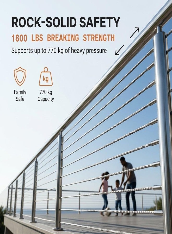 RECTOO 100ft 1/8" Stainless Steel Cable, 7x7 Strands Stainless Steel Wire Rope Construction, Wire Rope Aircraft Cable for Deck Railing Stair Handrail Balusters Porch Fence - Image 5
