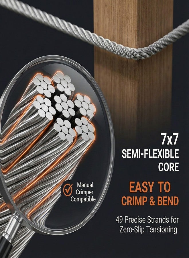 RECTOO 100ft 1/8" Stainless Steel Cable, 7x7 Strands Stainless Steel Wire Rope Construction, Wire Rope Aircraft Cable for Deck Railing Stair Handrail Balusters Porch Fence - Image 4