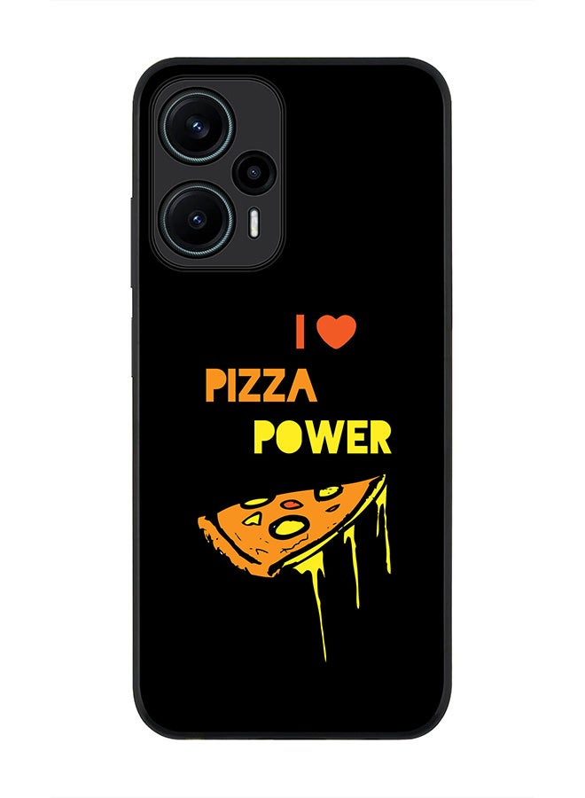 Stylizedd Rugged Black edge case for Xiaomi Poco F5 5G / Xiaomi Redmi Note 12 Turbo 5G Slim fit Soft Case Flexible Rubber Edges Anti Drop TPU Gel Thin Cover - I Love Pizza (Black) - Image 1