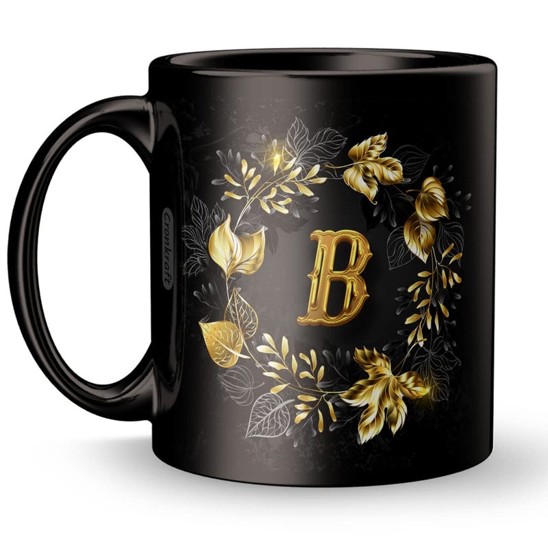 Cronkraft Creative Golden Alphabet Letter B Printed Mug KeychainGift for LoveBirthdayWife Husband Girlfriend BoyfriendKidsBrother LoveValentines Day and Anniversary - Image 2