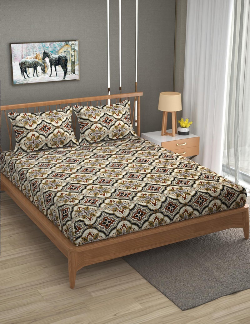 Furnofy Premium Multicolor Geometric Double Bedsheet (90x100 Inches) with 2 Matching Pillow Covers – Flat - Image 2