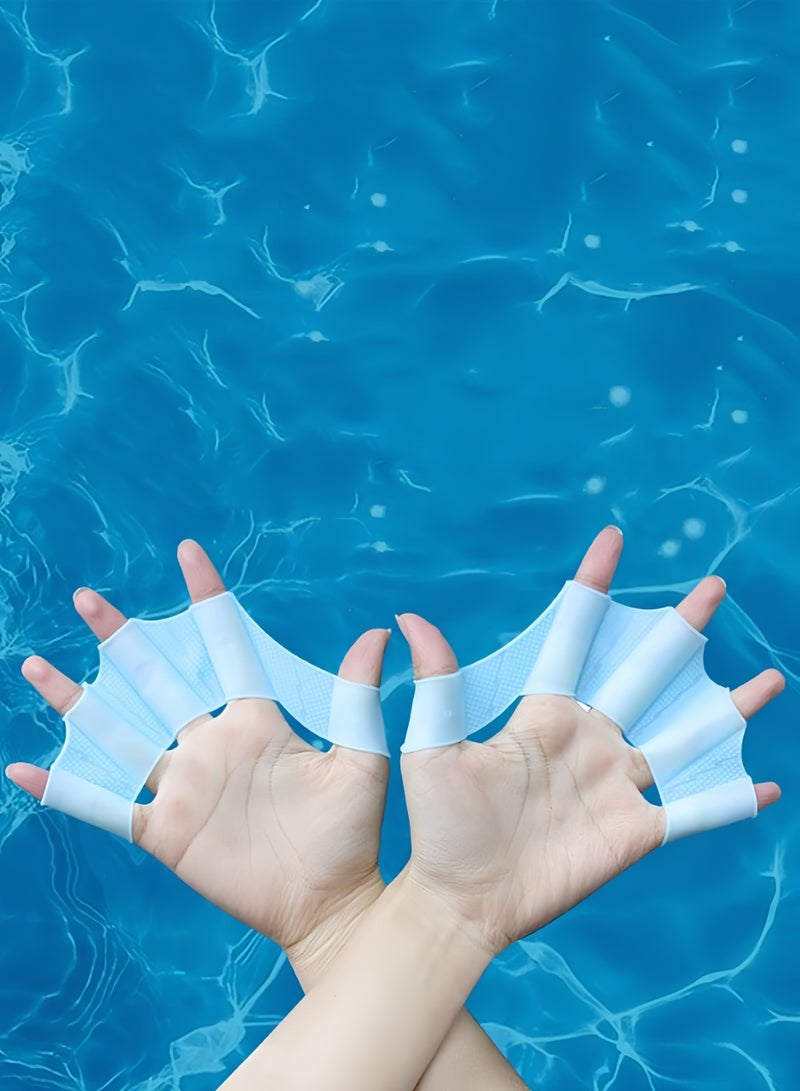 Generic 2 pairs of silicone swimming hand net silicone swimming equipment fins hand net flips for children and students snorkeling - Image 4