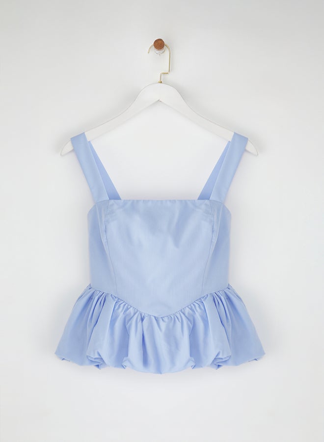 trendyol Light Blue Balloon Skirt Suspender Woven Woven Blouse  - Image 5