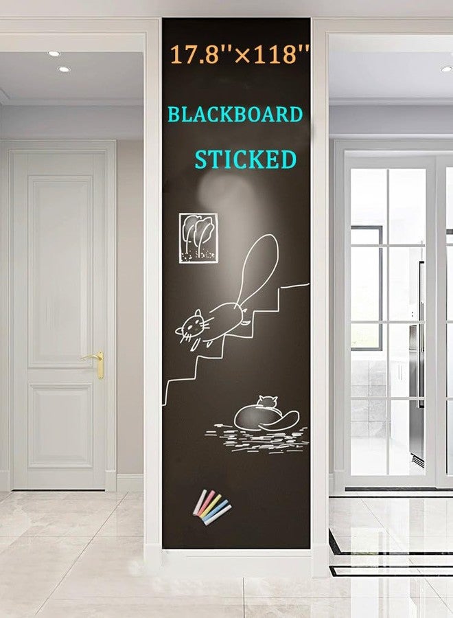 TAKSDAI Extra Long Chalkboard Contact Paper Vinyl Roll, 17.8 x 118 Inches, Peel and Stick, Black - Image 1