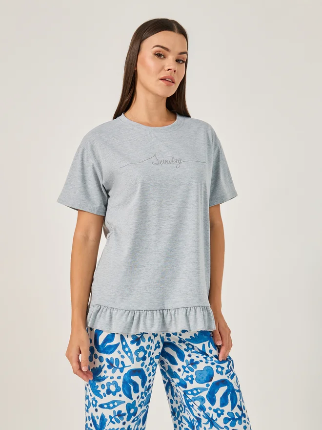 Styli Styli Floral Printed Pajama Set with Round Neck T-Shirt