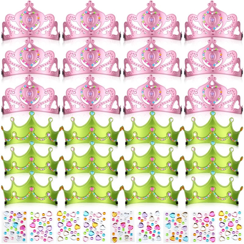 Yaomiao 44 Pcs Birthday Foam Crowns for Kids Princess Tiaras King Hat Bulk Diamond Sticker Kits for Crown Party Supplies(Witch Style) - Image 1