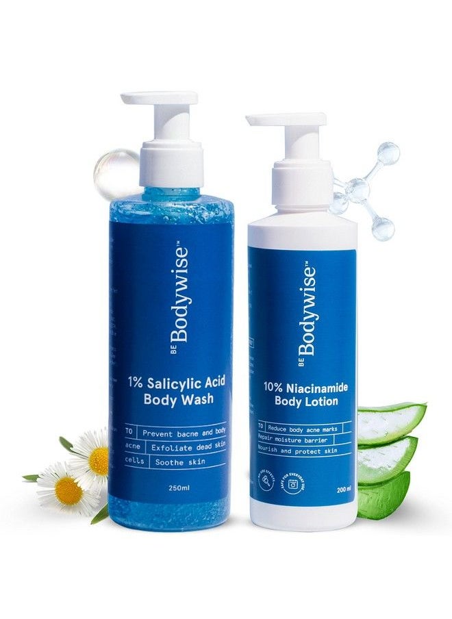Be Bodywise Body Care Pack With 1% Salicylic Acid Body Wash & 10% Niacinamide Hydrating Face & Body Lotion ; Prevents Body Acne Exfoliates & Promotes Glowing & Radiant Skin ; 450 Ml  - Image 2