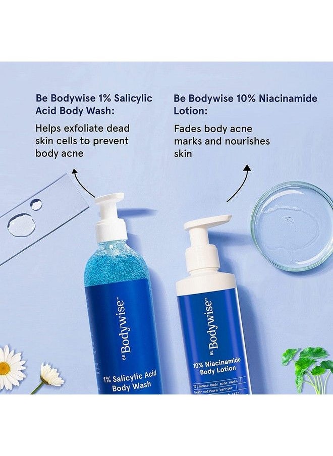 Be Bodywise Body Care Pack With 1% Salicylic Acid Body Wash & 10% Niacinamide Hydrating Face & Body Lotion ; Prevents Body Acne Exfoliates & Promotes Glowing & Radiant Skin ; 450 Ml  - Image 4