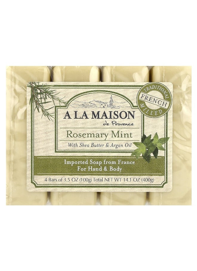 A La Maison De Provence A La Maison de Provence, Hand & Body Bar Soap, Rosemary Mint, 4 Bars, 3.5 oz (100 g) Each  - Image 1