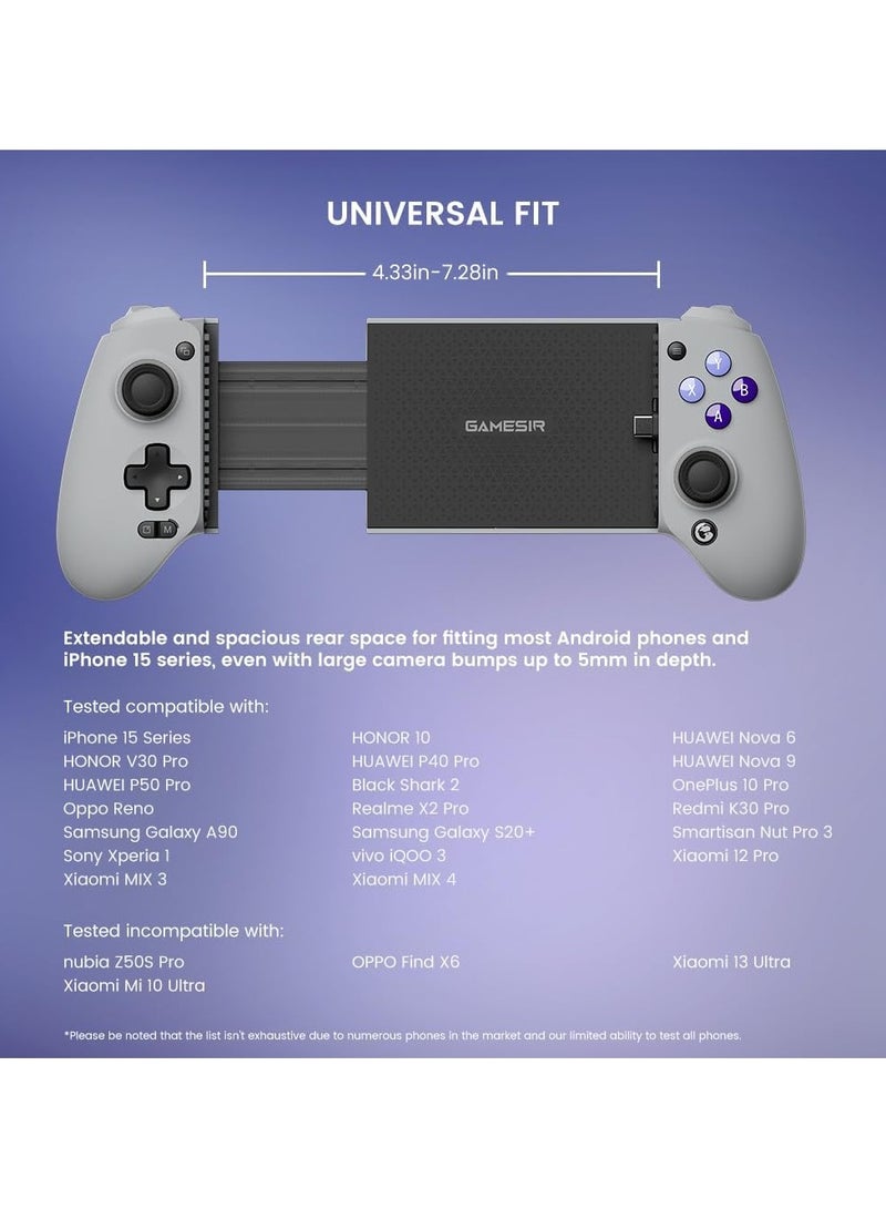 جيم سير وحدة تحكم الألعاب المحمولة G8 Galileo Type-C لسلسلة Android وiPhone 15 (USB-C)، لوحة ألعاب للتوصيل والتشغيل مع عصا التحكم بتأثير Hall/مشغل Hall، ومقبس صوت 3.5 مم - Image 5