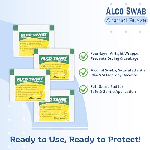 Romsons Alco Swab Alcohol Guaze Antiseptic Prep sterile for disinfect cuts and scrapes (500 Pieces) - Image 4