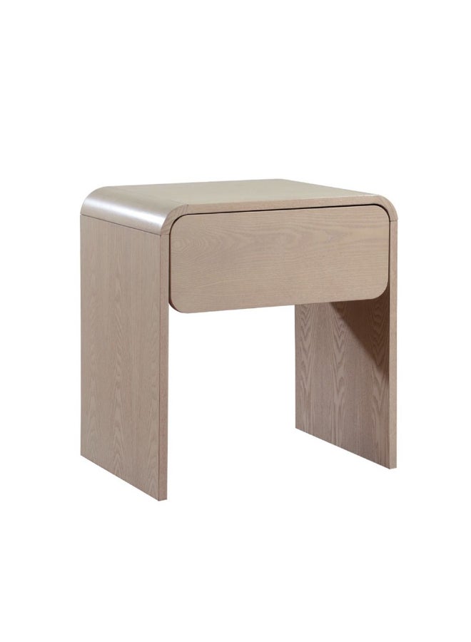 DANUBE HOME طاولة جانبية متعددة الوظائف مع درج واحد كاسي - طاولة سرير موفرة للمساحة - تصميم حديث للأثاث لغرفة النوم L74.5xW63.5xH112-119.5cm - طبيعي / خشب رماد - Image 2