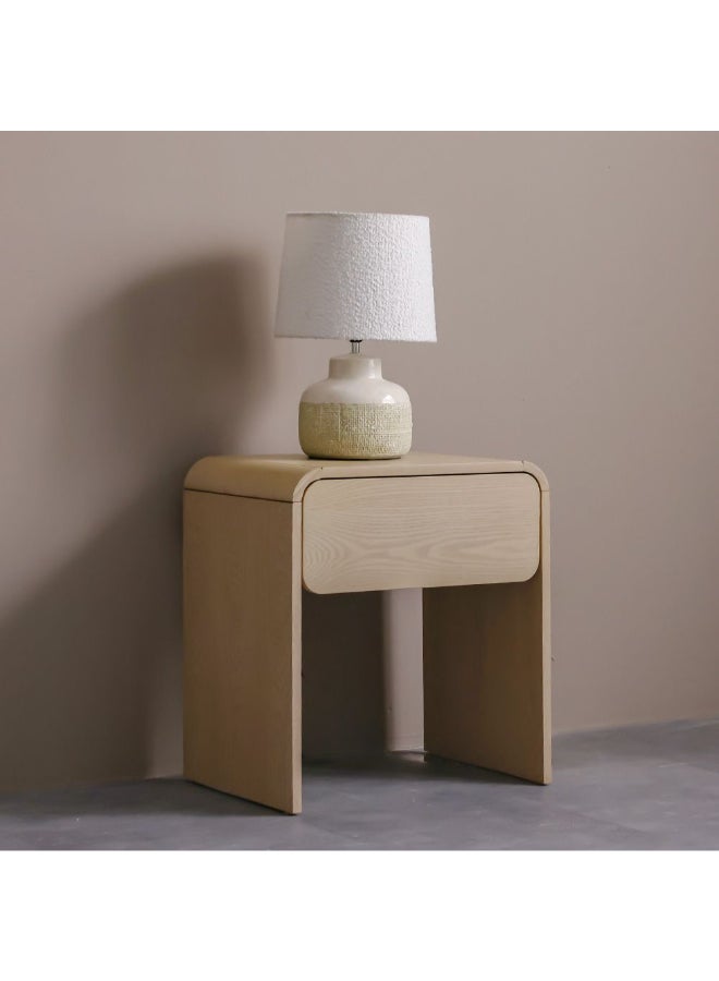 DANUBE HOME طاولة جانبية متعددة الوظائف مع درج واحد كاسي - طاولة سرير موفرة للمساحة - تصميم حديث للأثاث لغرفة النوم L74.5xW63.5xH112-119.5cm - طبيعي / خشب رماد - Image 1