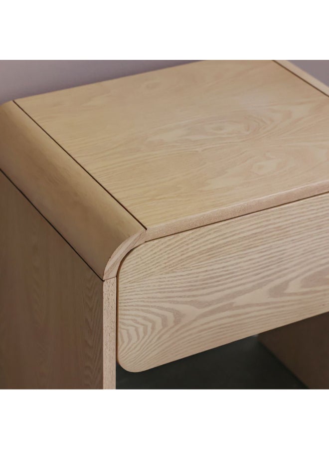 DANUBE HOME طاولة جانبية متعددة الوظائف مع درج واحد كاسي - طاولة سرير موفرة للمساحة - تصميم حديث للأثاث لغرفة النوم L74.5xW63.5xH112-119.5cm - طبيعي / خشب رماد - Image 5