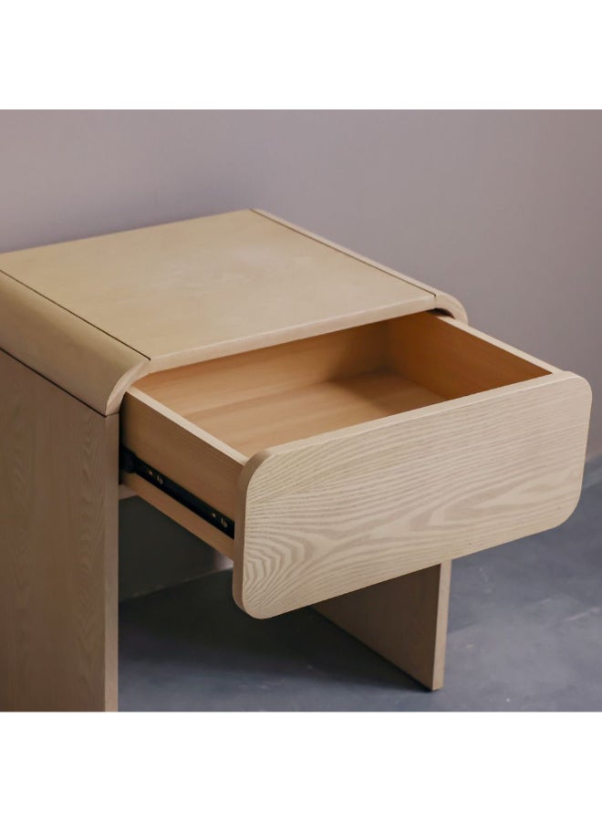 DANUBE HOME طاولة جانبية متعددة الوظائف مع درج واحد كاسي - طاولة سرير موفرة للمساحة - تصميم حديث للأثاث لغرفة النوم L74.5xW63.5xH112-119.5cm - طبيعي / خشب رماد - Image 4