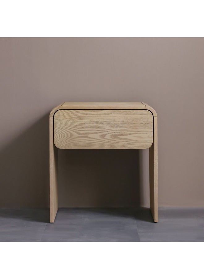 DANUBE HOME طاولة جانبية متعددة الوظائف مع درج واحد كاسي - طاولة سرير موفرة للمساحة - تصميم حديث للأثاث لغرفة النوم L74.5xW63.5xH112-119.5cm - طبيعي / خشب رماد - Image 3