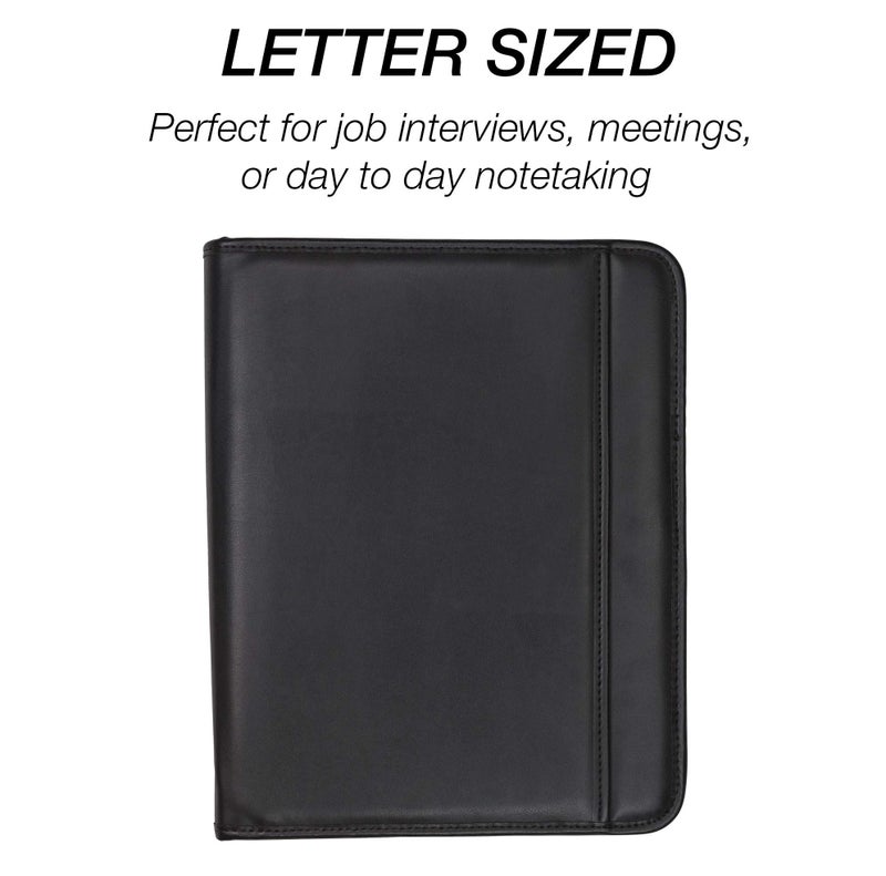 Samsill Professional Padfolio with Secure Zippered Closure, 10.1 Inch Tablet Sleeve, and 8.5 by 11 Inch Notepad, Black, Full Size (70820) - Image 2
