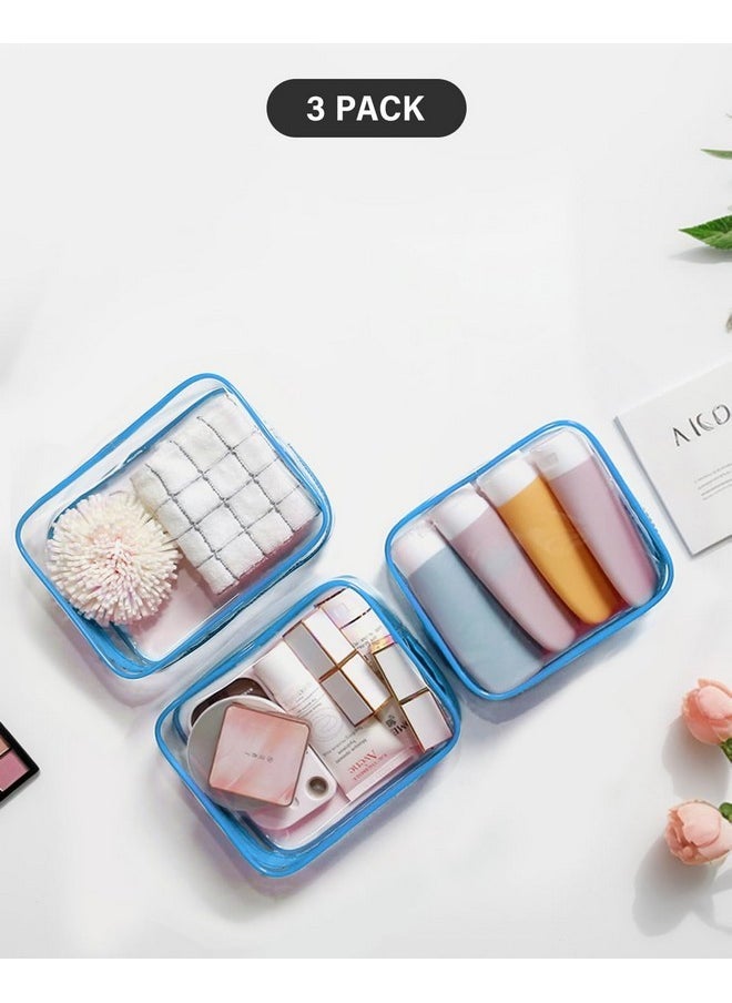 LETGO - Tsa Approved Toiletry Bag - Clear Makeup Bag Waterproof Quart Size Bag, Travel Makeup Cosmetic Bag For Women Travel Car Accessories Essentials For Men And Women (Clear-Blue) - Image 1