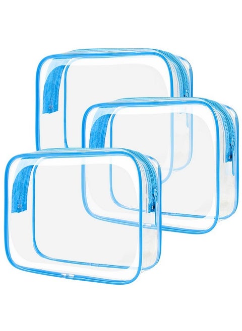 Tsa Approved Toiletry Bag - Clear Makeup Bag Waterproof Quart Size Bag, Travel Makeup Cosmetic Bag For Women Travel Car Accessories Essentials For Men And Women (Clear-Blue)