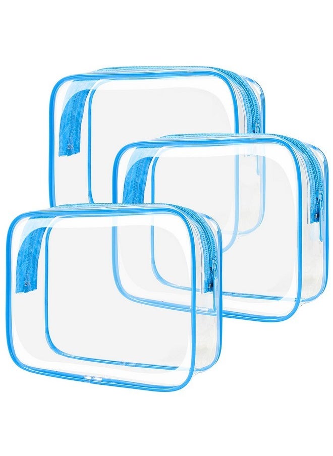LETGO - Tsa Approved Toiletry Bag - Clear Makeup Bag Waterproof Quart Size Bag, Travel Makeup Cosmetic Bag For Women Travel Car Accessories Essentials For Men And Women (Clear-Blue) - Image 1