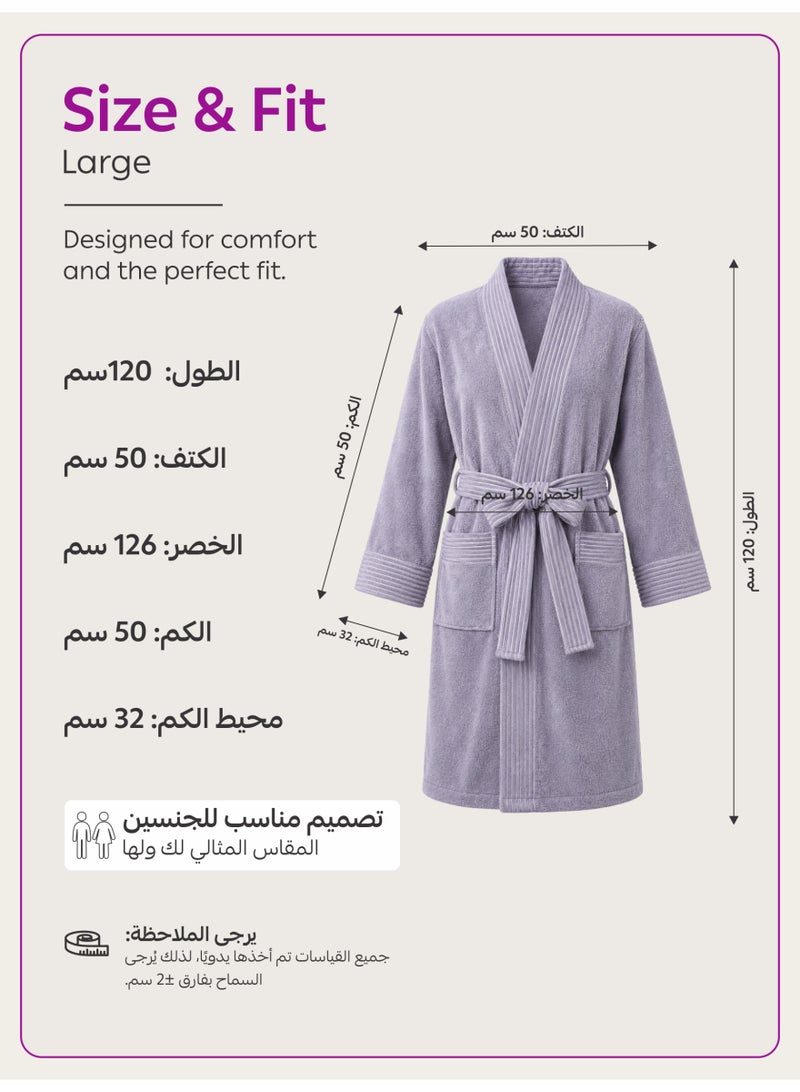 Donetella 1-Pcs Unisex  Bathrobe  L Size - Kimono Collar, Highly Absorbent, Quick Dry, Soft Spa Robe with Belt & Pockets - Microfiber 330 GSM, Everyday Use - Image 4