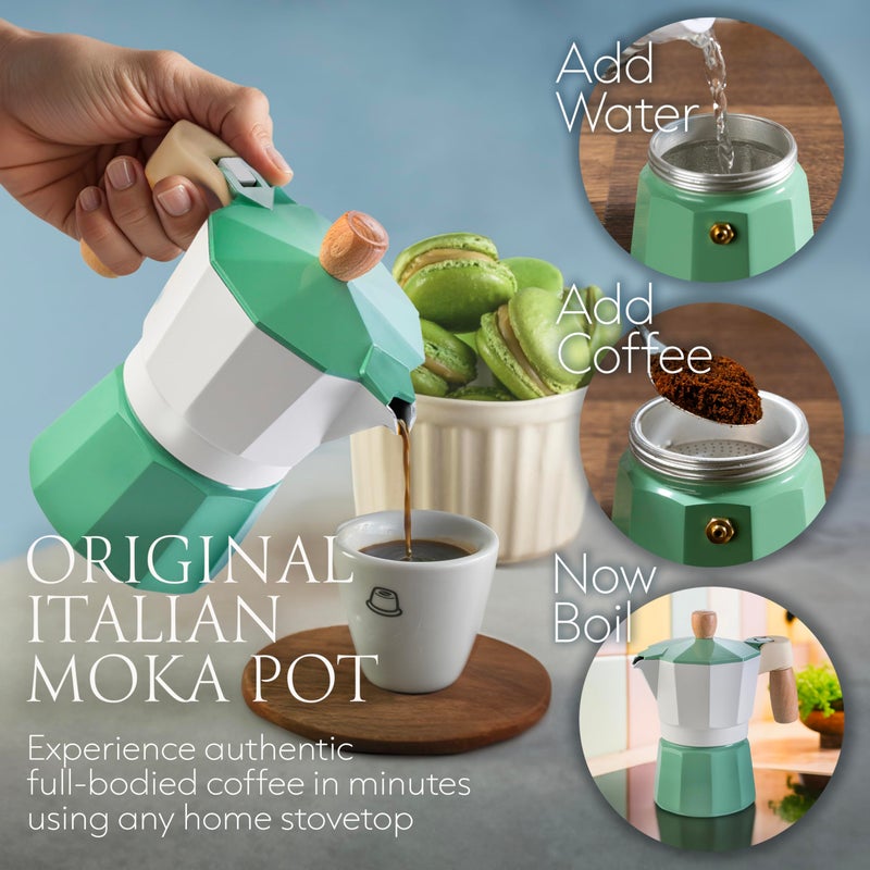 Mixpresso Moka Pot 3 Cup (5 oz Total) â€“ Stovetop Espresso Maker for Gas & Electric Stove, Aluminum Cuban & Italian Coffee Maker, Small Size Espresso Brewer - Image 4