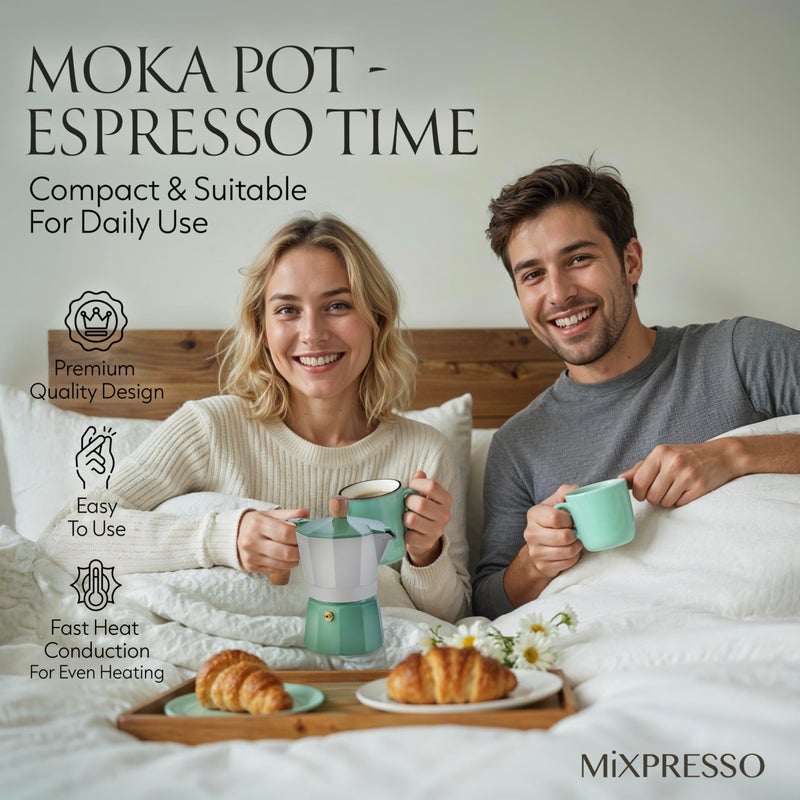 Mixpresso Moka Pot 3 Cup (5 oz Total) â€“ Stovetop Espresso Maker for Gas & Electric Stove, Aluminum Cuban & Italian Coffee Maker, Small Size Espresso Brewer - Image 5